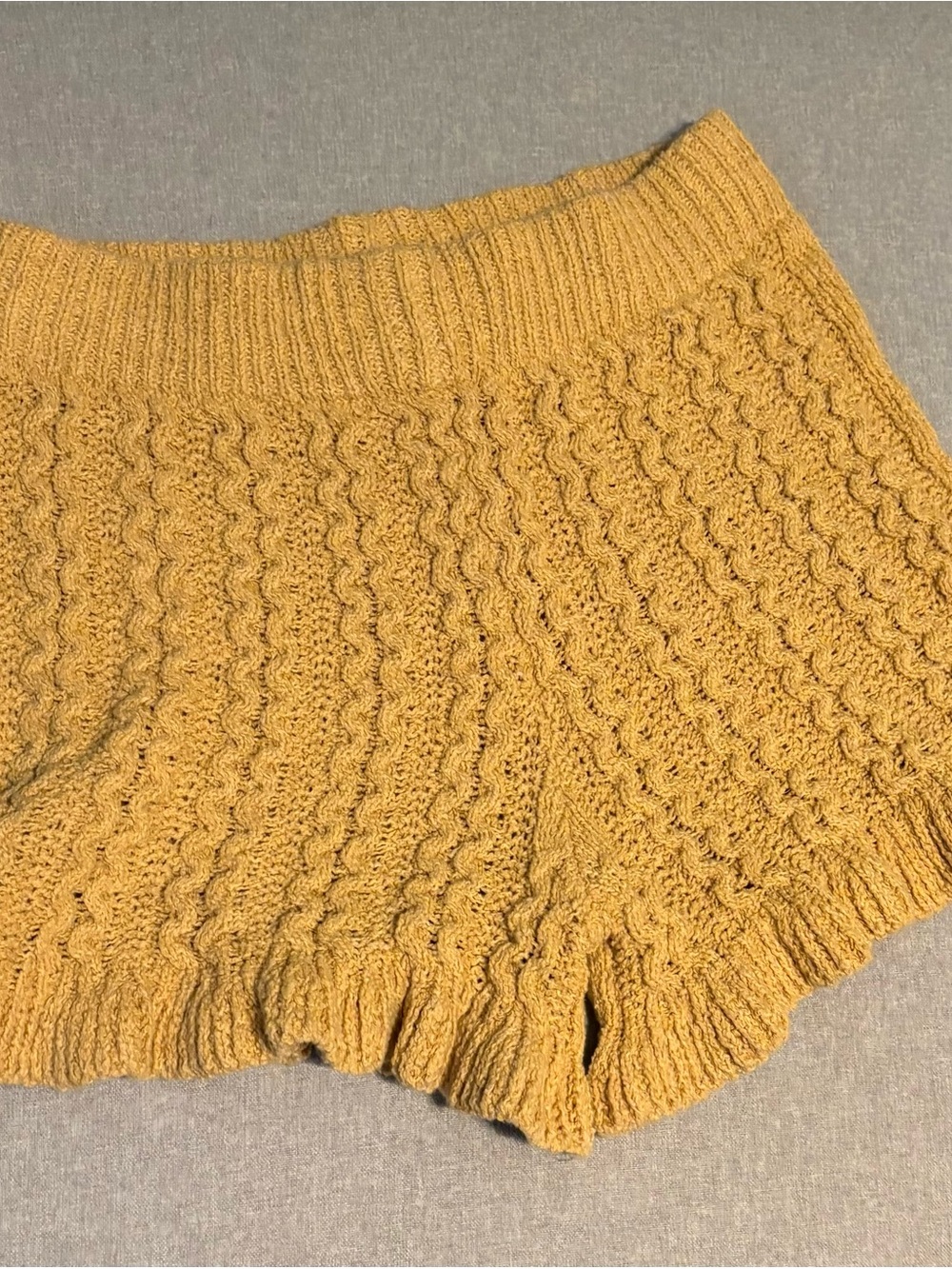 Zara Cable Knit Mustard Yellow Shorts